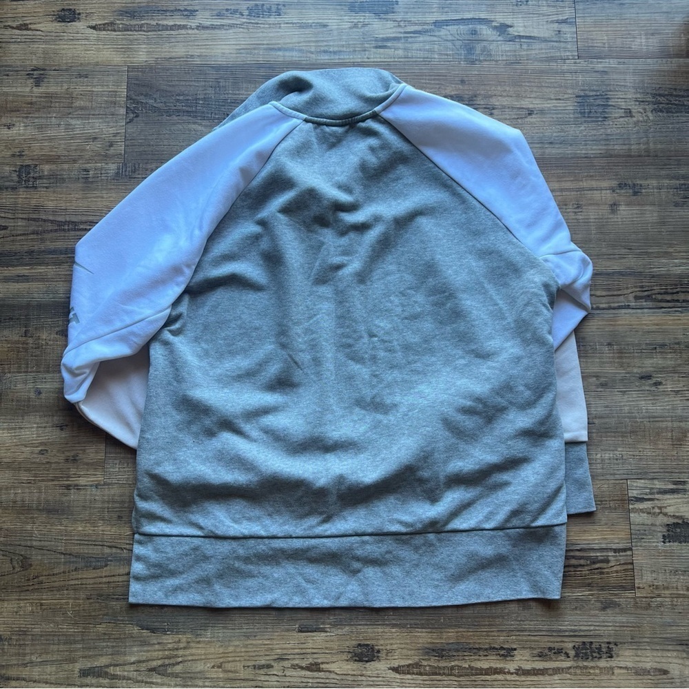 Nike Womens Dry Mock Neck 1/2 Zip Long Sleeve Sweatshirt White Gray Tan Sz Large - Picture 7 of 7